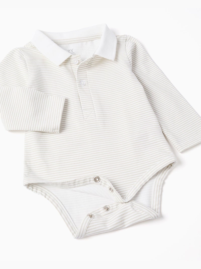 Body rayé + short en sergé Beige clair - Kiabi