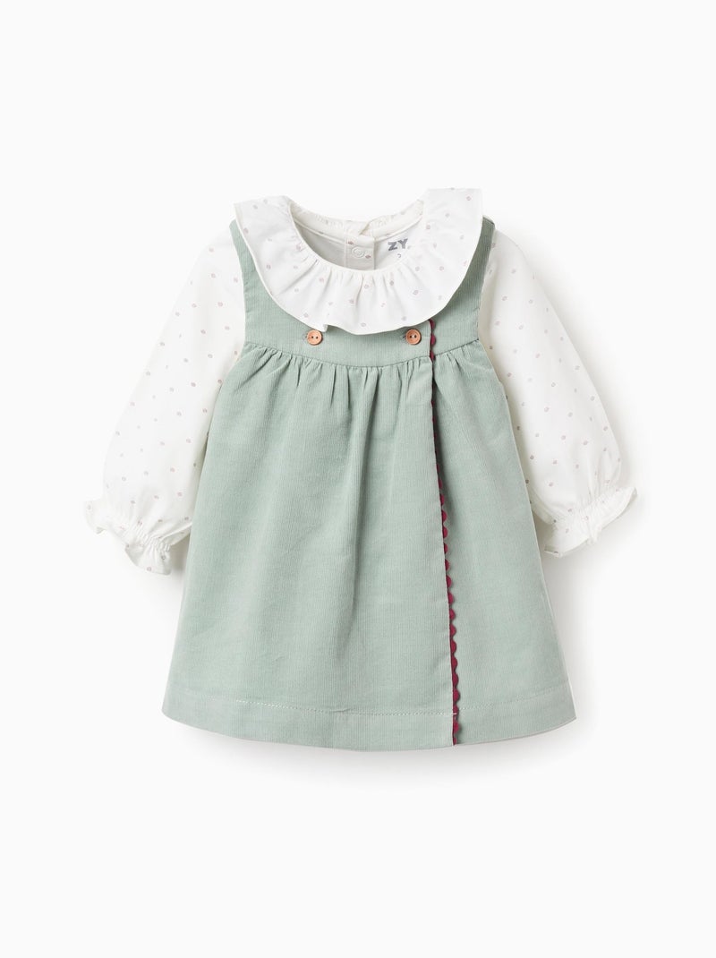 Body + Robe de Velours Côtelé Vert - Kiabi