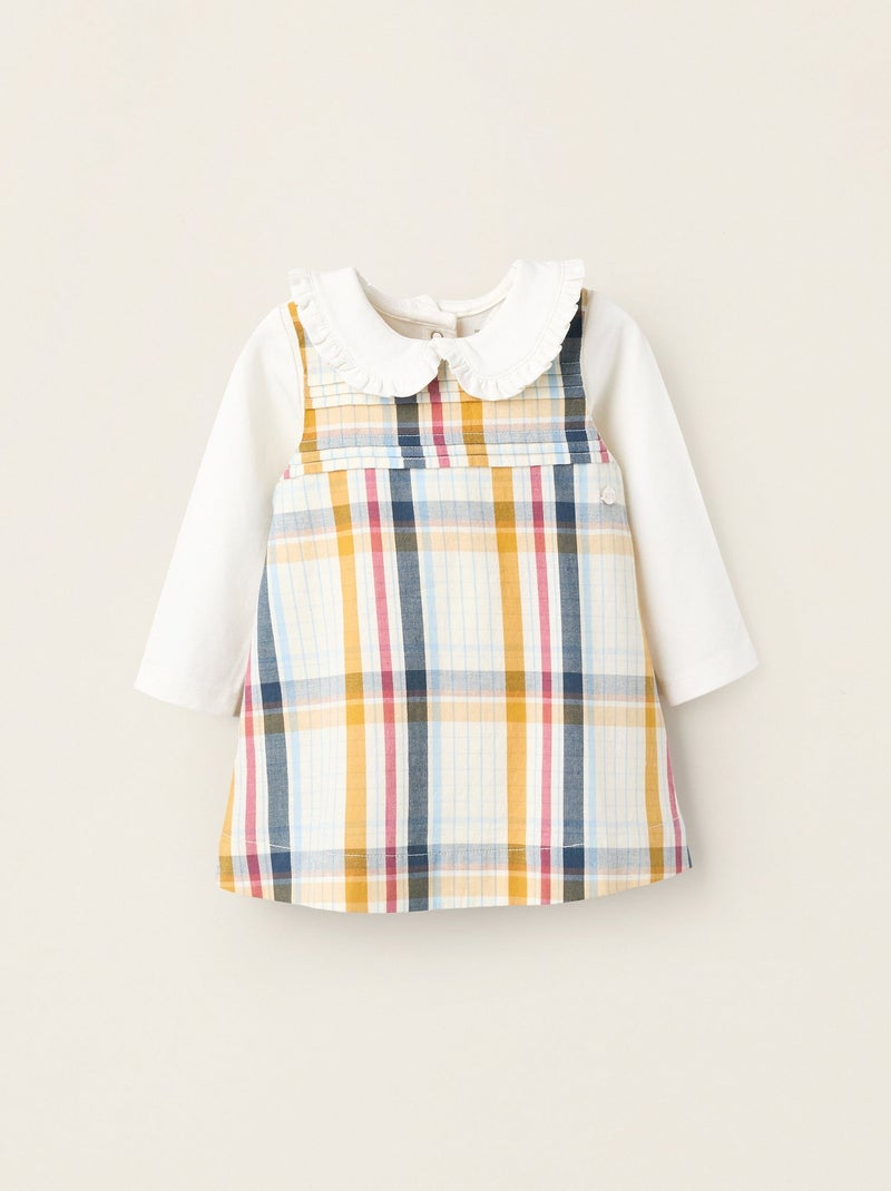 Body + Robe-Salopette à Carreaux Brothers & Sisters Blanc - Kiabi