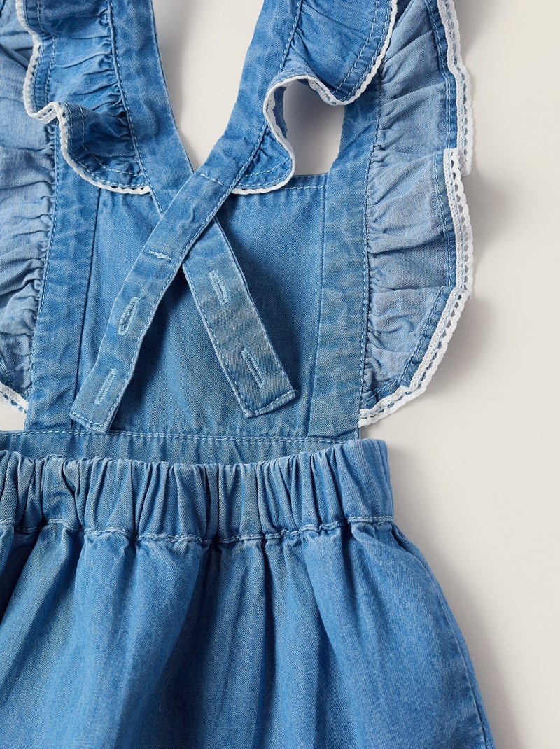 Body + Robe Salopette à Volants Bleu Rose - Kiabi