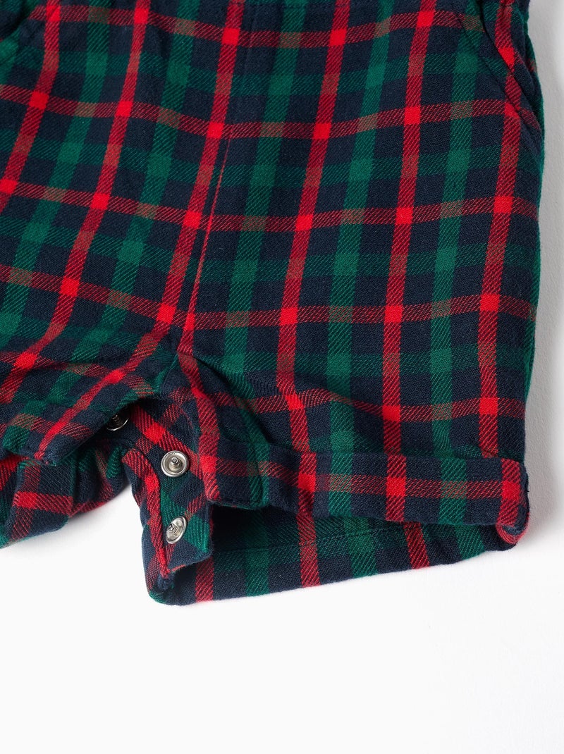 Body + salopette en sergé à carreaux You&Me Vert foncé - Kiabi