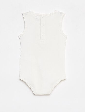 Body sans manches côtelé et brodé