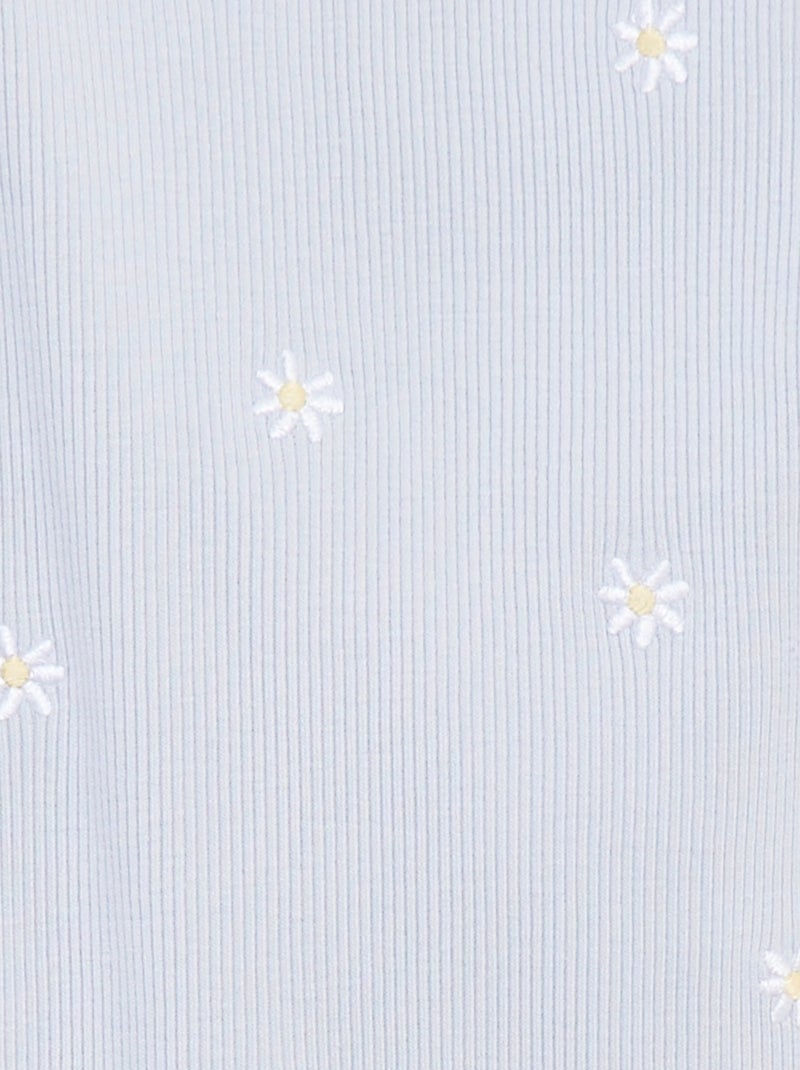 Body sans manches côtelé et brodé BLEU - Kiabi