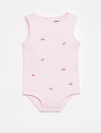 Body sans manches côtelé et brodé
