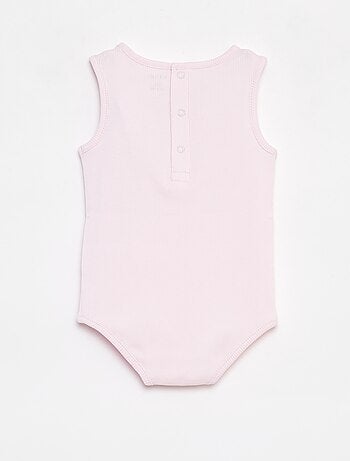 Body sans manches côtelé et brodé