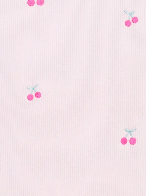 Body sans manches côtelé et brodé - Kiabi