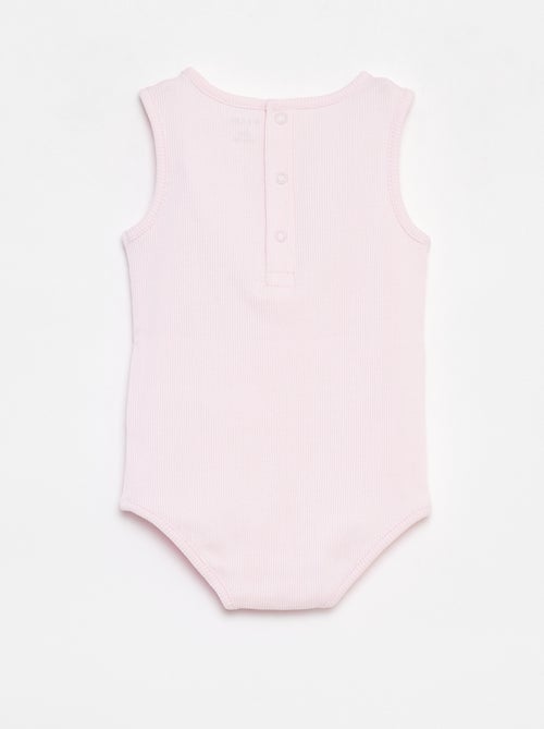 Body sans manches côtelé et brodé - Kiabi