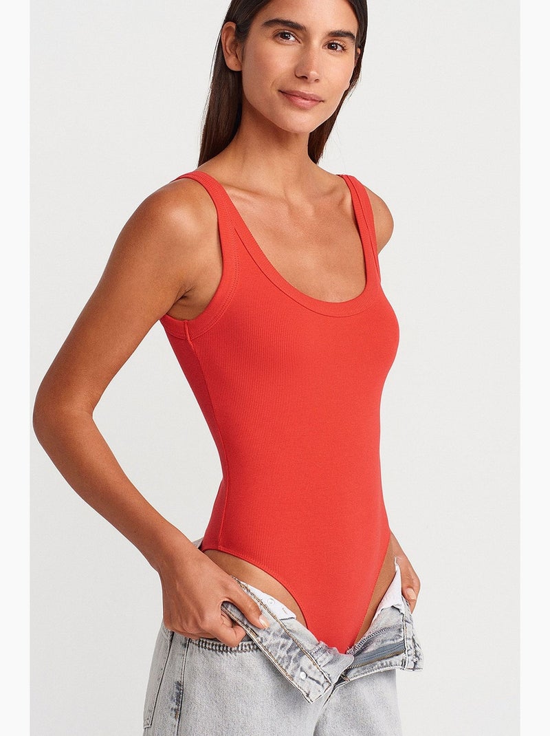 Body sans manches en coton côtelé dilvin Rouge - Kiabi