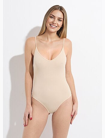 Body sculptant col v, jersey cotelé - afibel