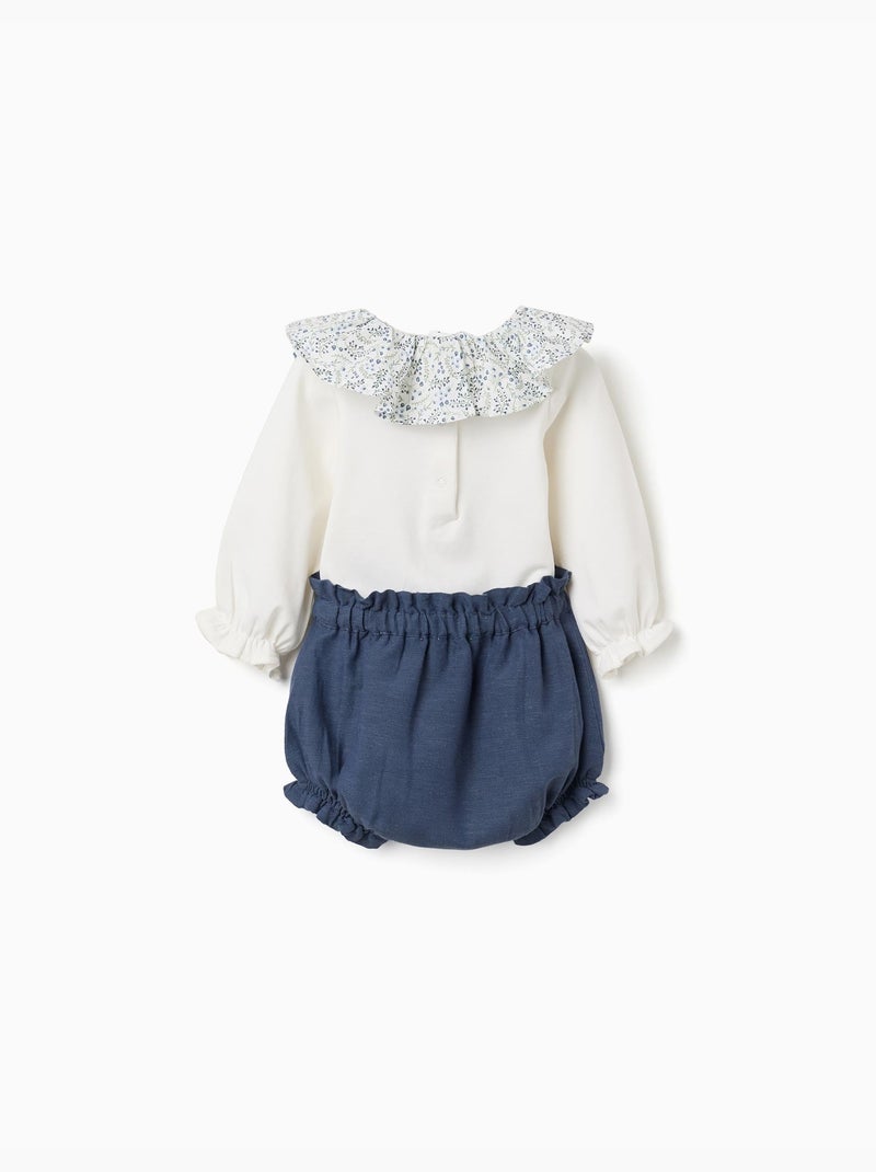 Body + short en coton à volants You&Me Bleu Bleu - Kiabi