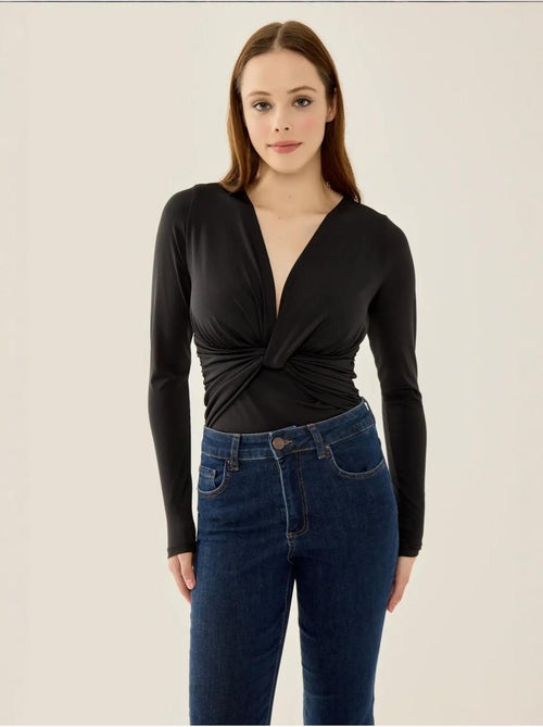 Body slim à manches longues et col en V - Kiabi