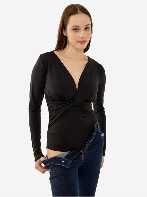 Body slim à manches longues et col en V - Kiabi