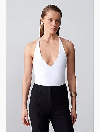 Body slim ajusté à col halter découpé dilvin