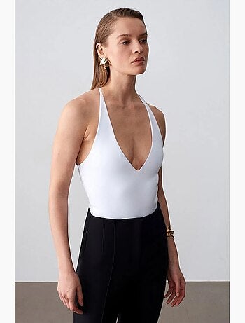 Body slim ajusté à col halter découpé dilvin
