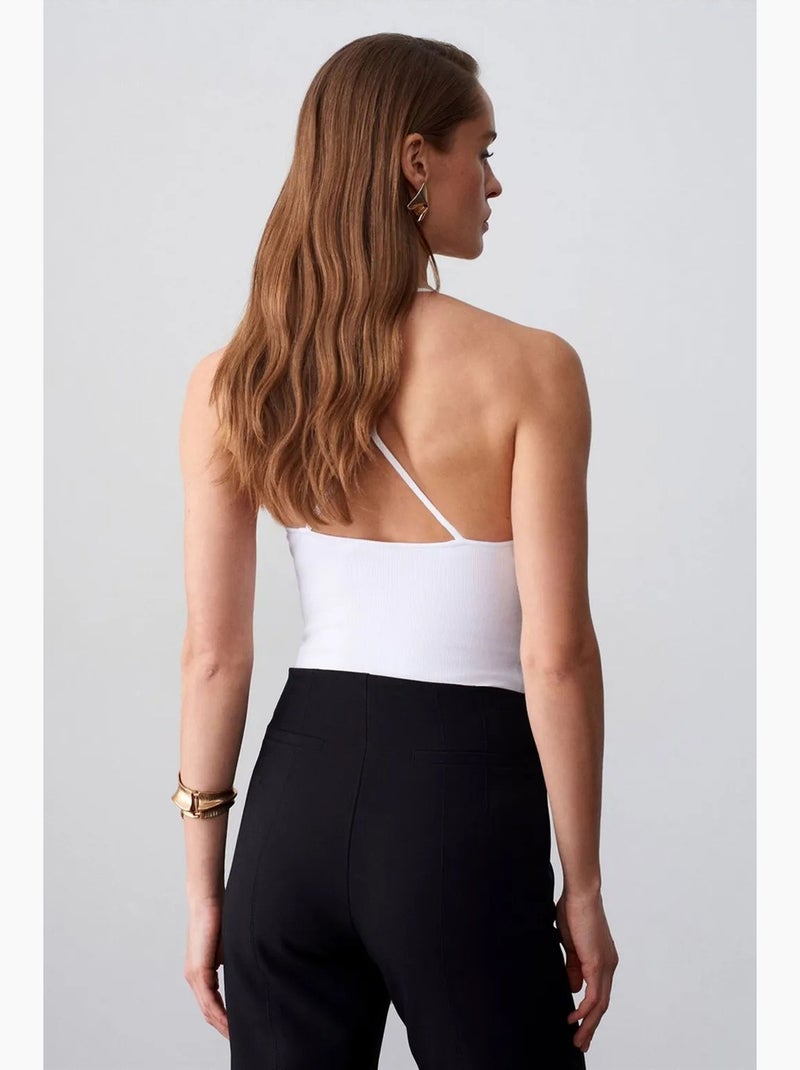 Body slim ajusté à col halter découpé dilvin Blanc - Kiabi