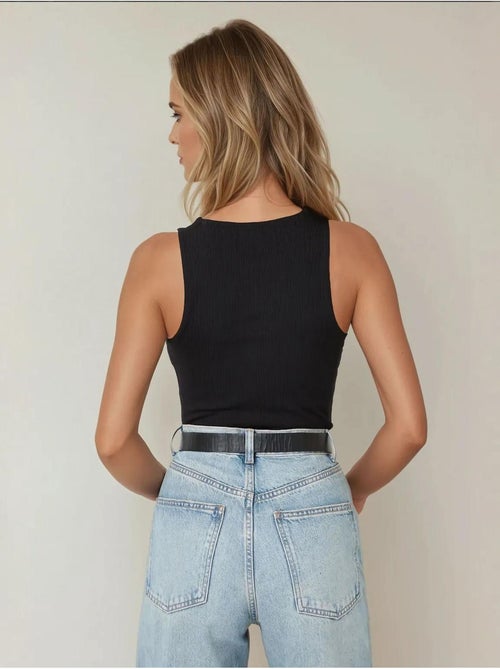 Body slim texturé à col licou - Kiabi