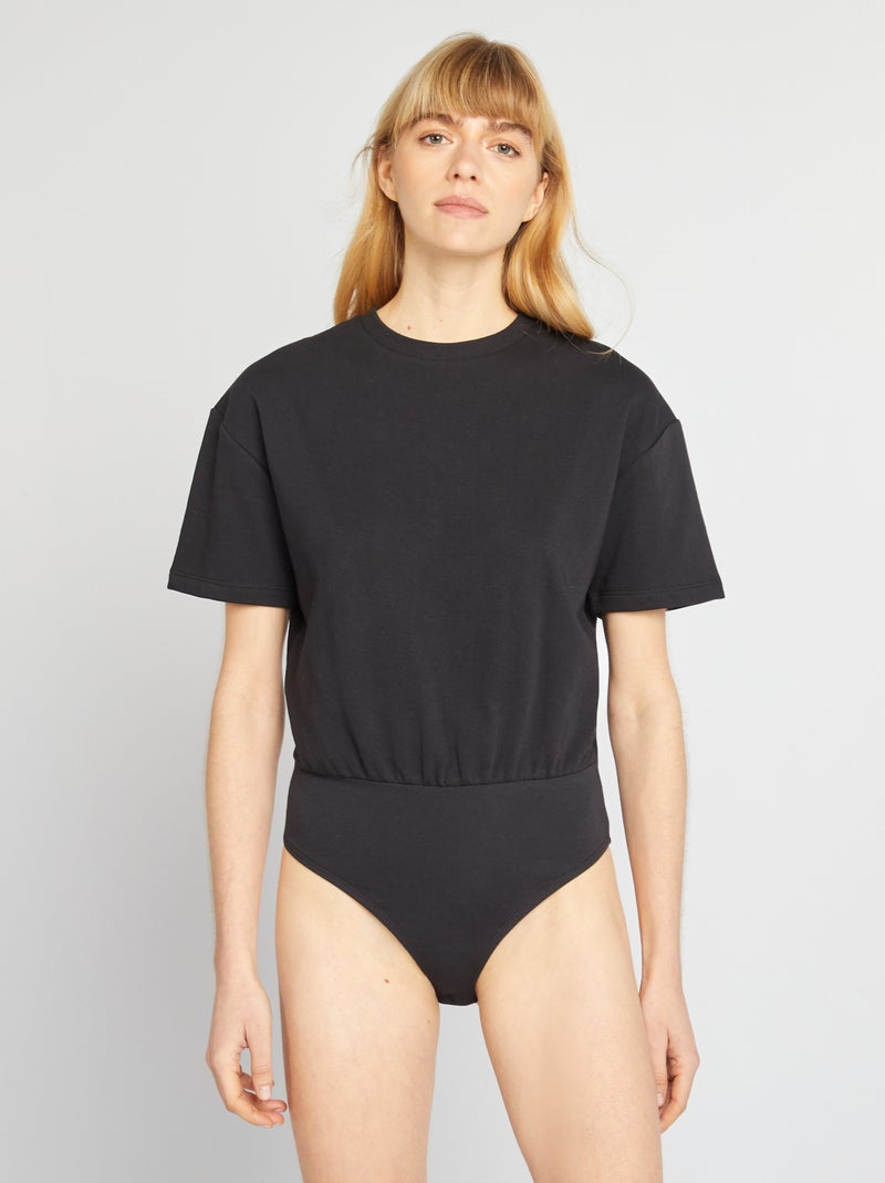 Body t-shirt à manches courtes noir - Kiabi