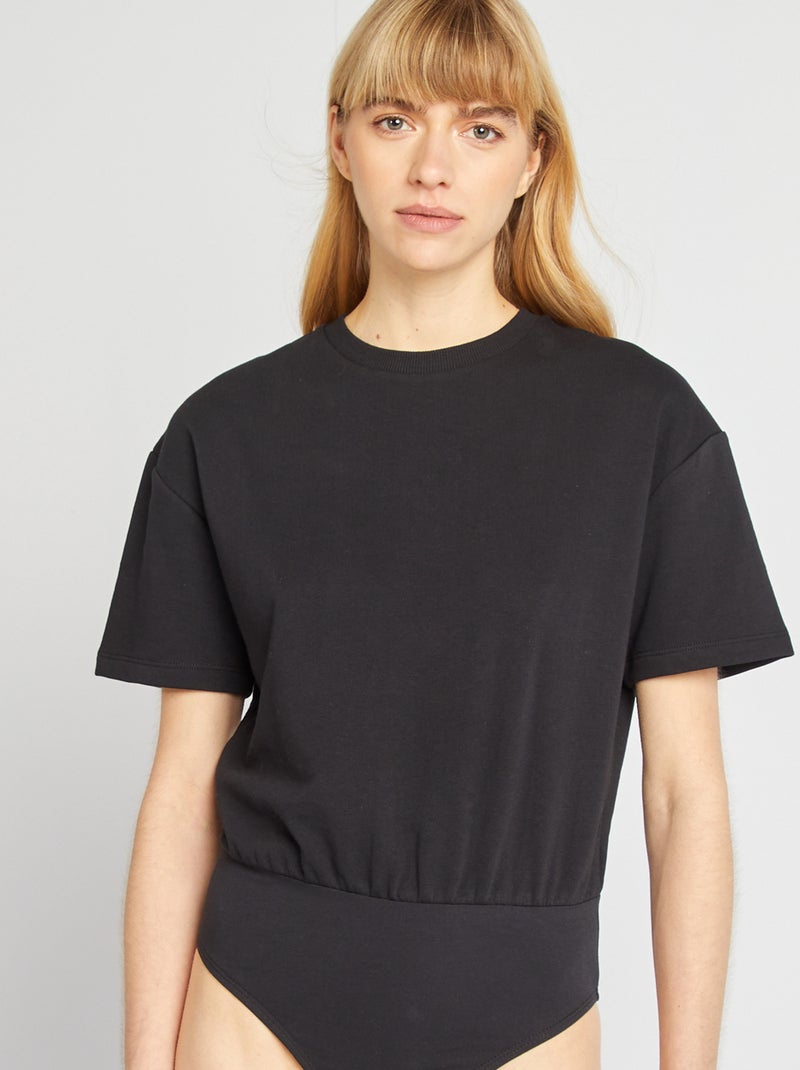 Body t-shirt à manches courtes noir - Kiabi