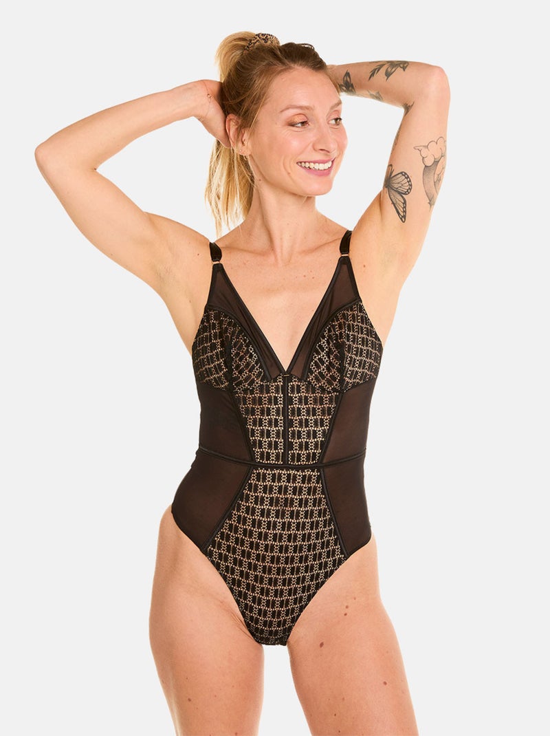 Body tanga MERVEILLEUX - Camille Cerf & Pomm'Poire Noir - Kiabi