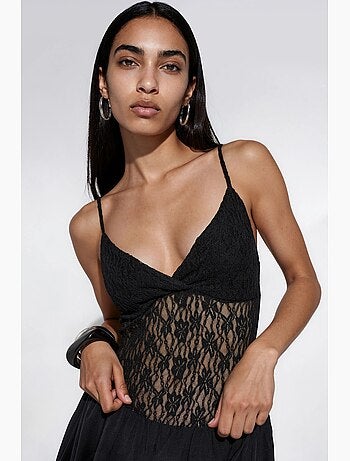 Body texturé à col en v et coupe ajustée hiccup