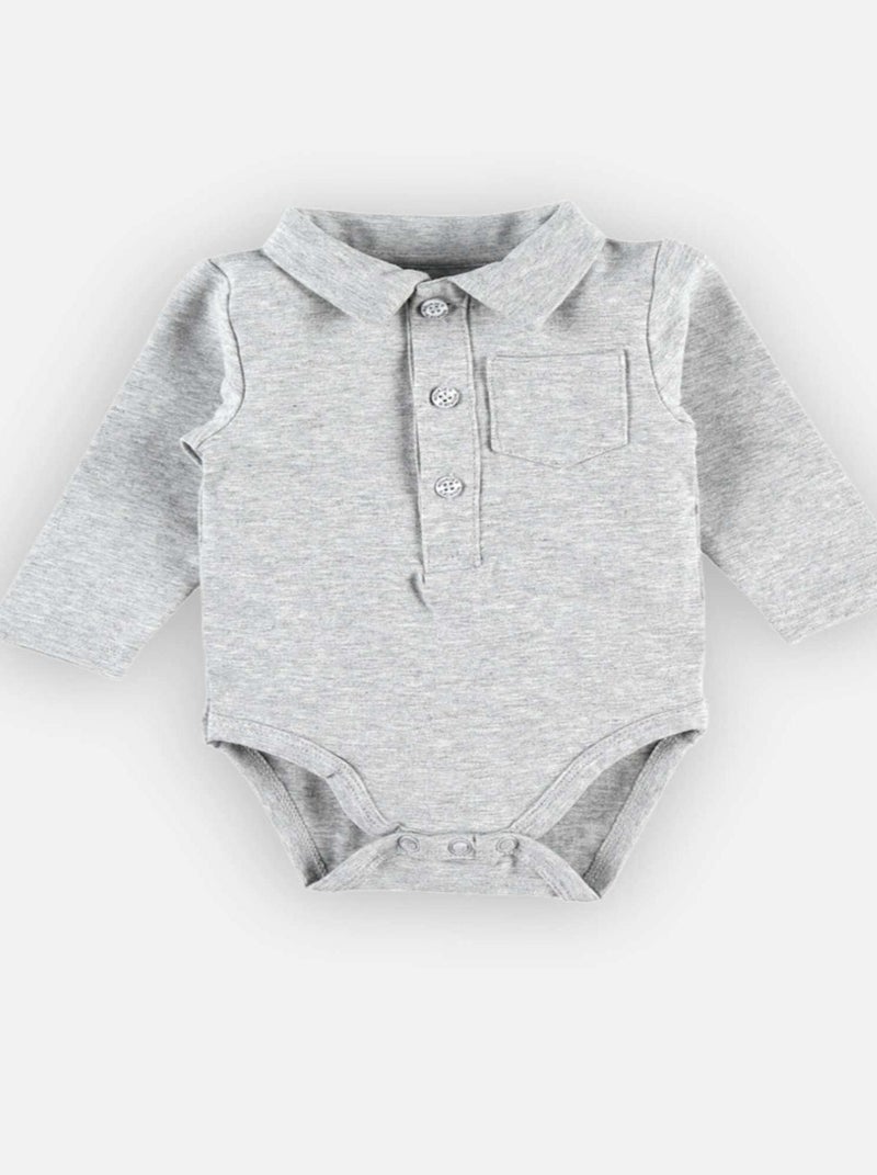 Body-tiddy chiné en coton Bio Gris - Kiabi