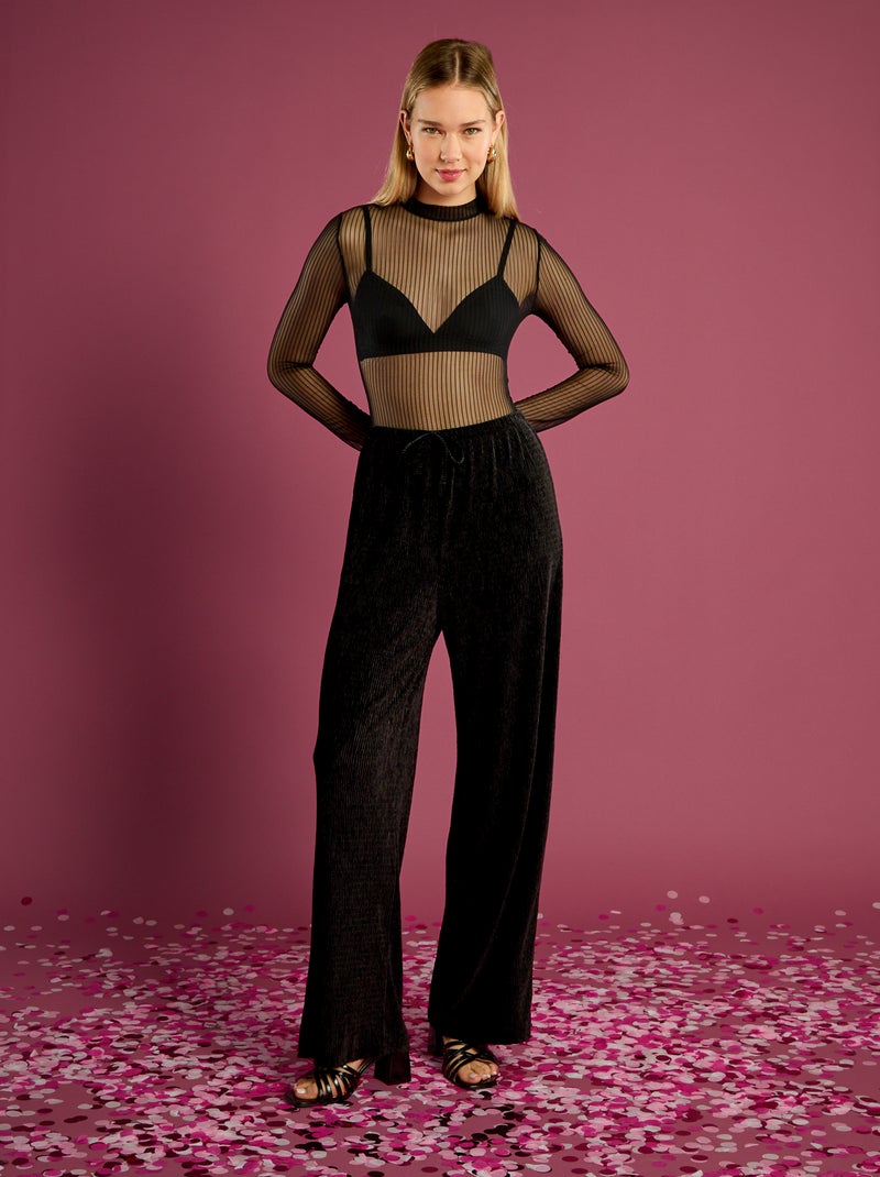 Body transparent avec dos ouvert Noir - Kiabi
