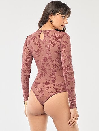 Body transparent avec fleurs en velours