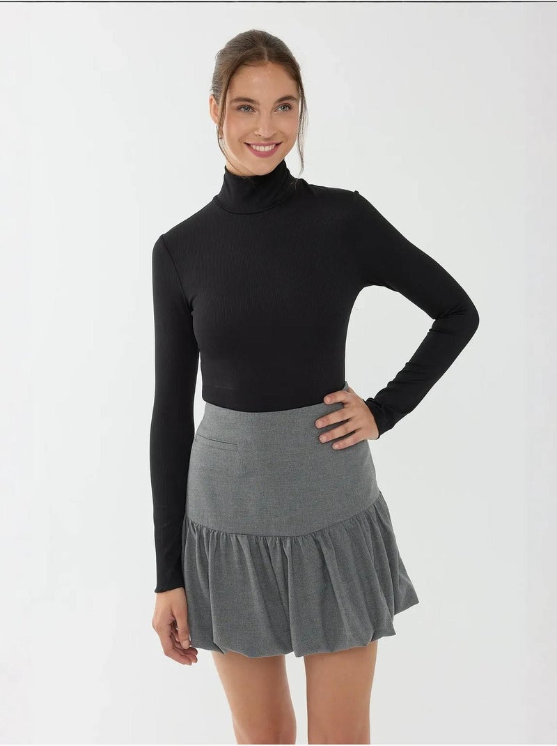 Body tricoté basique à col roulé Noir - Kiabi