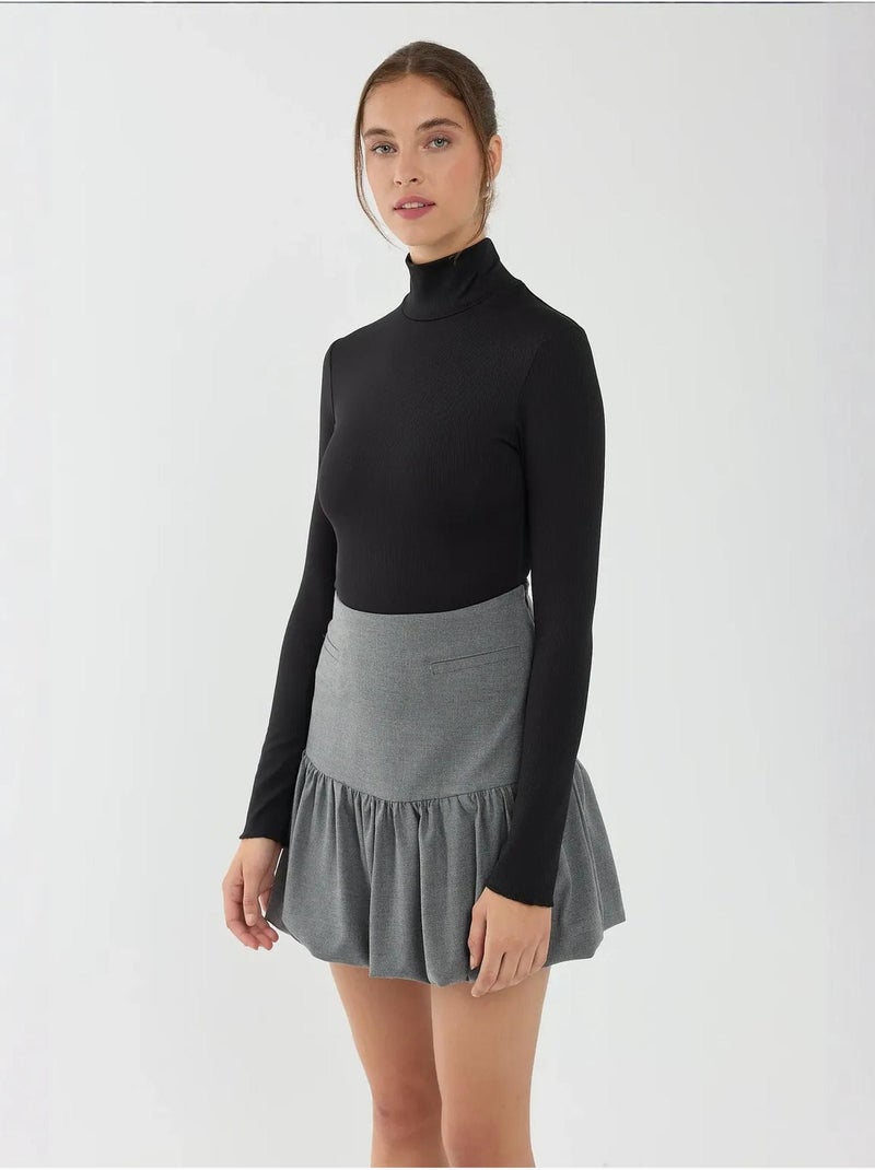 Body tricoté basique à col roulé Noir - Kiabi
