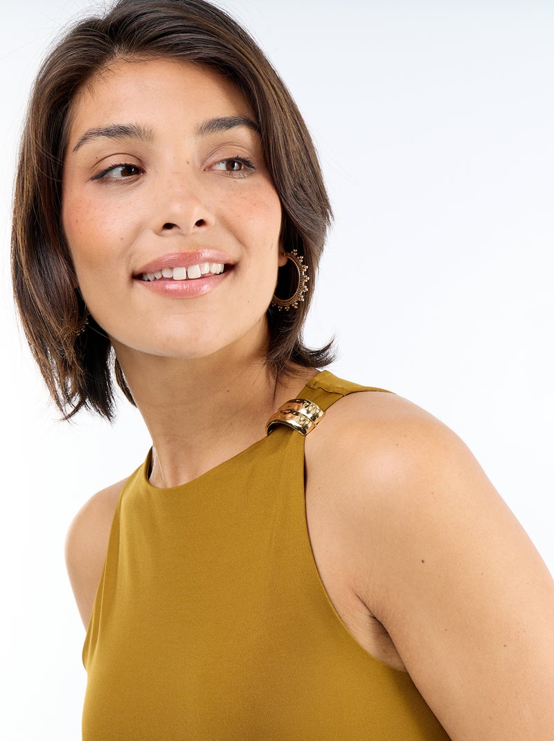 Body uni avec bijoux fantaisies aux bretelles Kaki - Kiabi