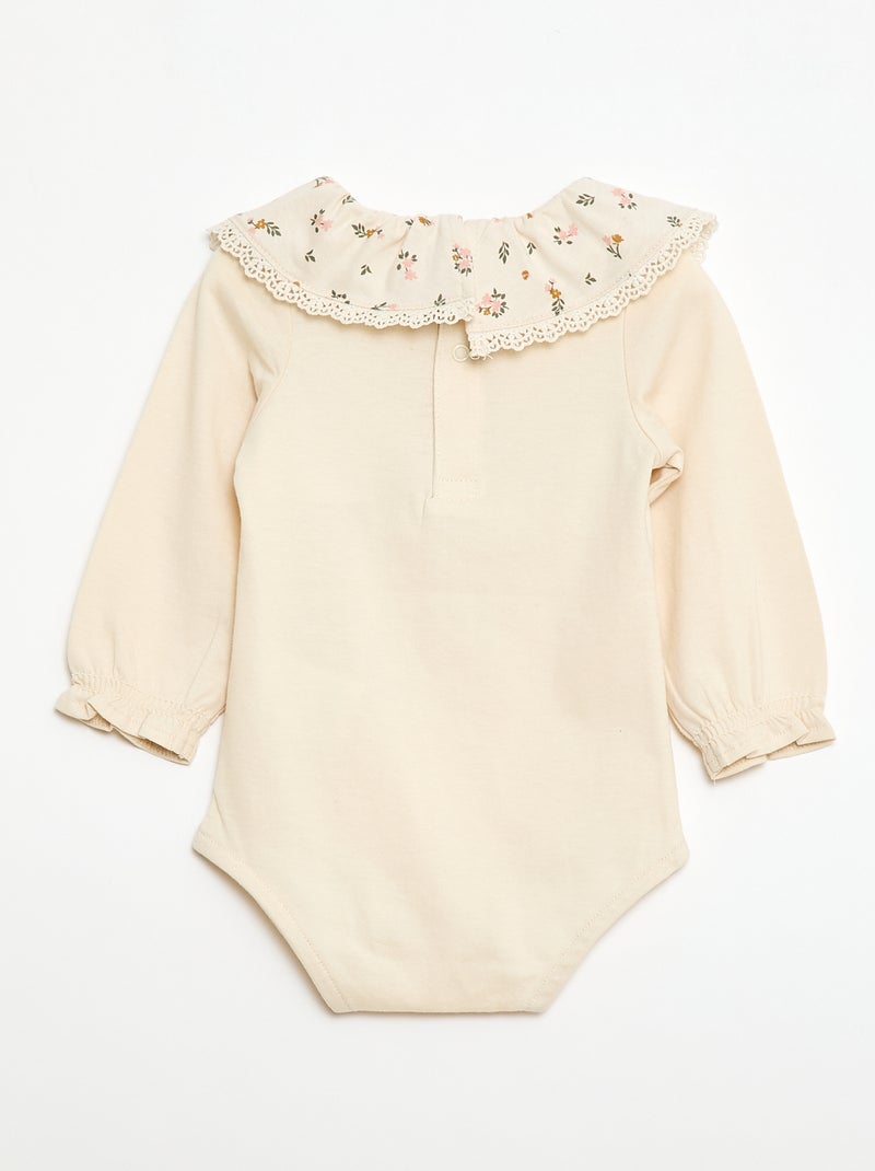 Body uni avec col claudine imprimé Beige - Kiabi