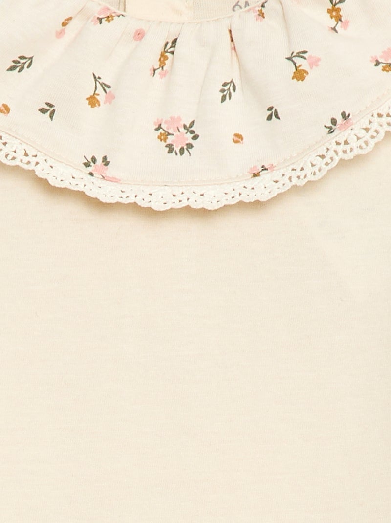 Body uni avec col claudine imprimé Beige - Kiabi