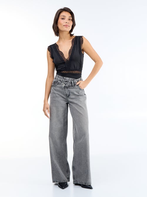 Body uni avec dentelle - Kiabi