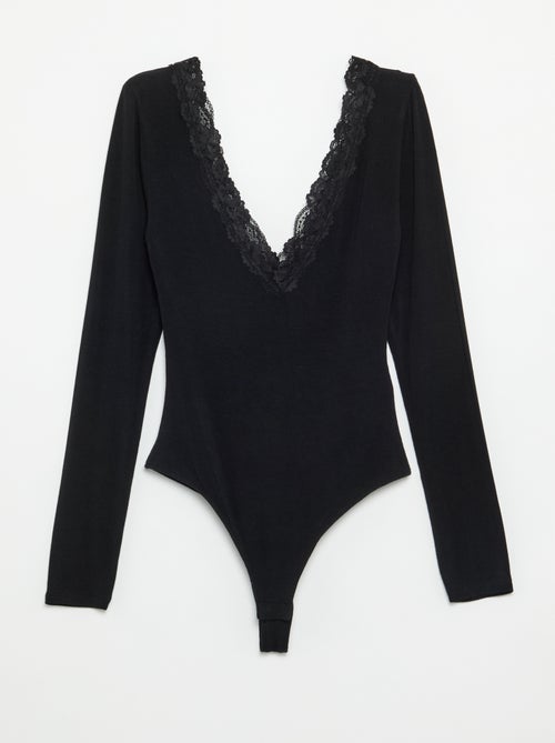 Body uni avec dentelle - Kiabi Body uni avec dentelle - Kiabi
