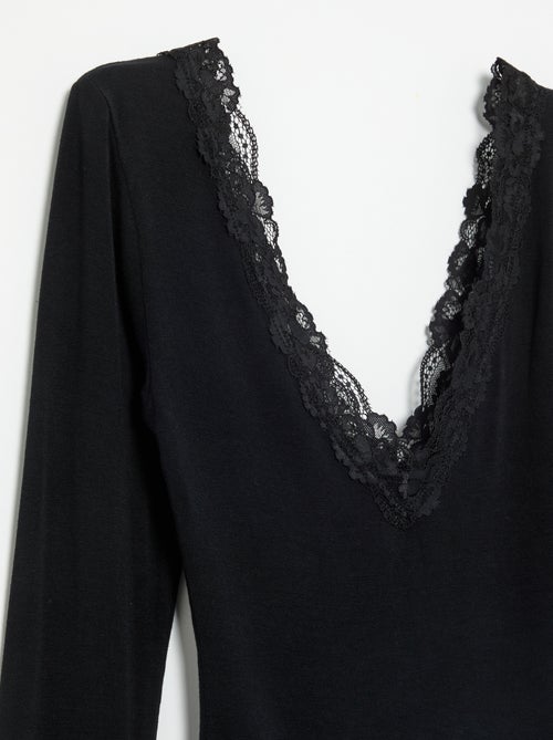 Body uni avec dentelle - Kiabi Body uni avec dentelle - Kiabi
