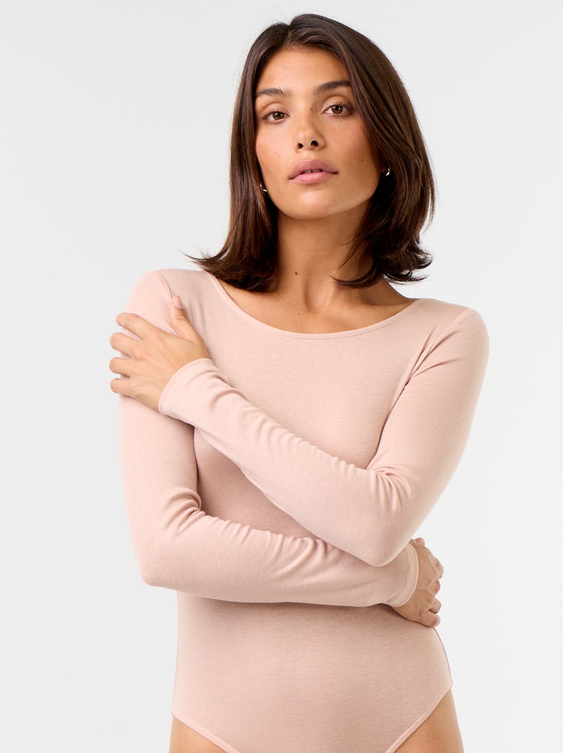 Body uni laine mélangée Rose - Kiabi