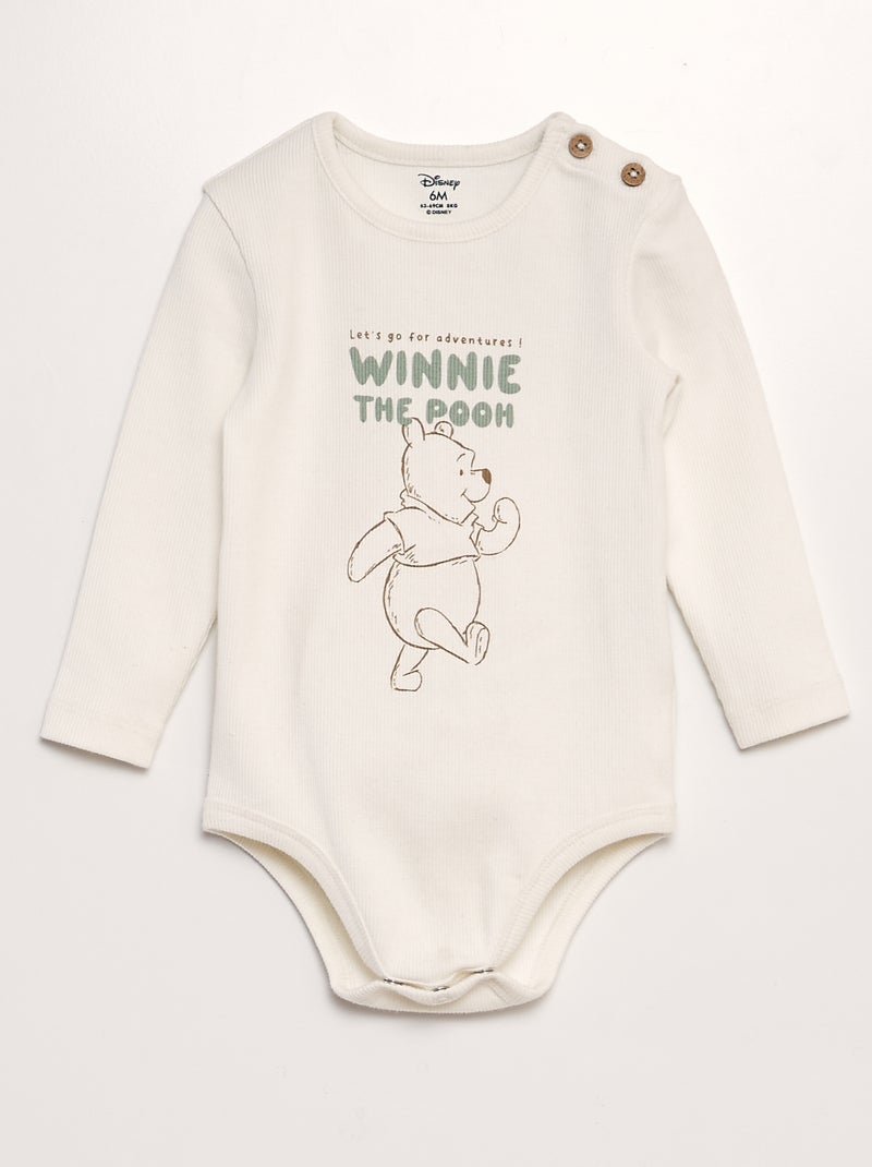 Body 'Winnie' côtelé avec ouverture boutonnée Ecru - Kiabi