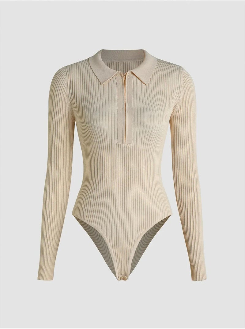 Body zippé à col polo Beige naturel - Kiabi