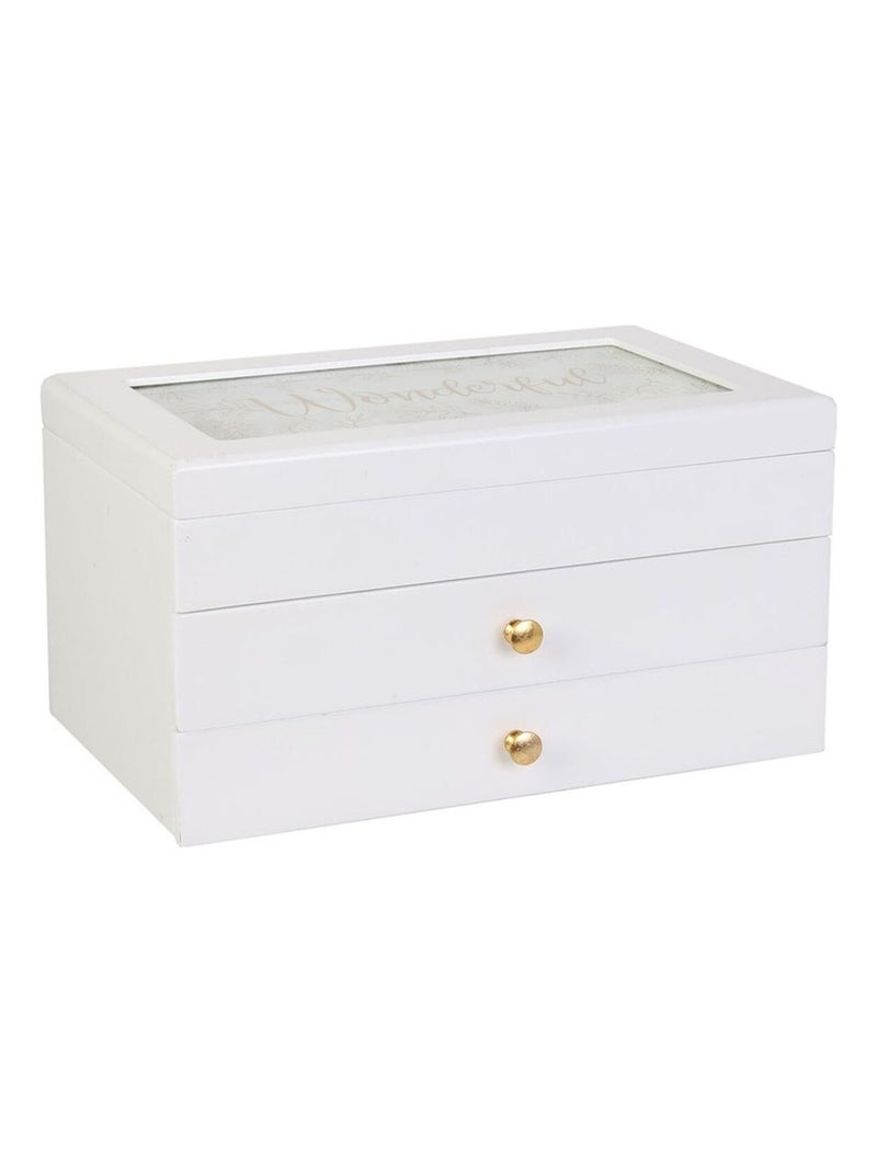 Boîte à bijoux 2 tiroirs en bois COCOONING Blanc - Kiabi