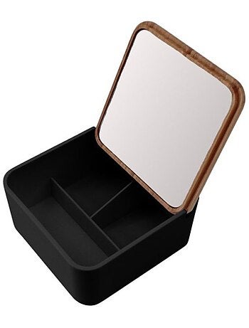 Boite à bijoux avec miroir en bambou 14x14cm