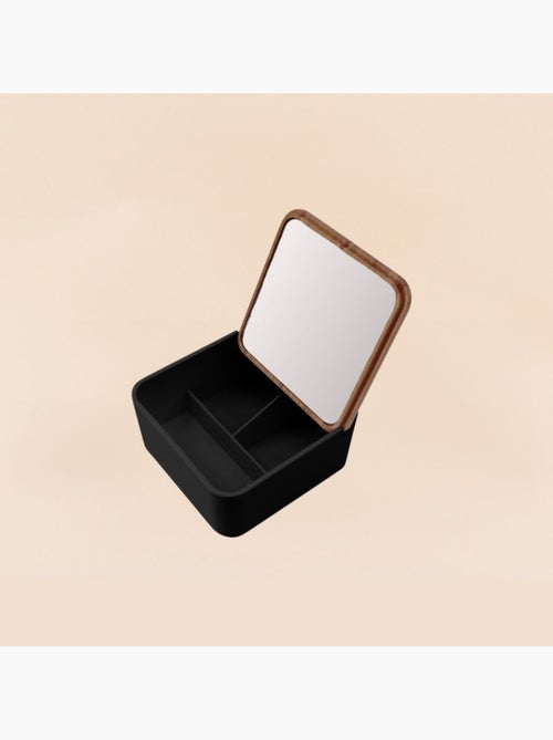 Boite à bijoux avec miroir en bambou 14x14cm - Kiabi