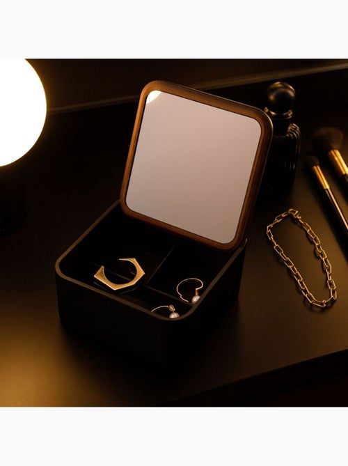 Boite à bijoux avec miroir en bambou 14x14cm - Kiabi