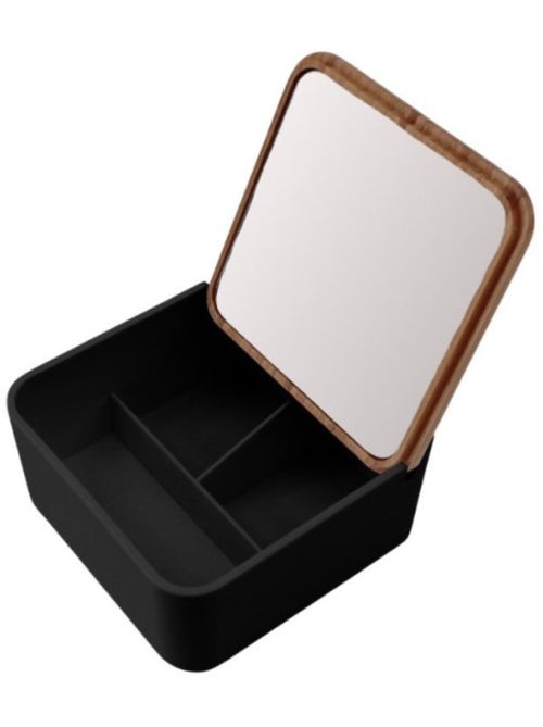 Boite à bijoux avec miroir en bambou 14x14cm - Kiabi