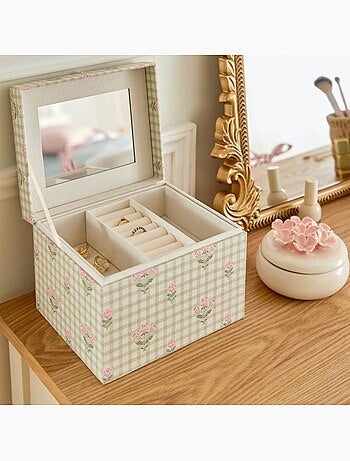 Boîte à bijoux avec miroir FLEUR DE ROSE