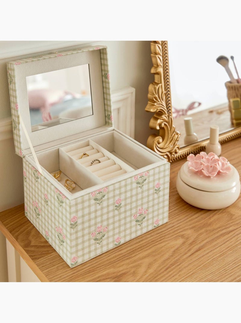 Boîte à bijoux avec miroir FLEUR DE ROSE Vert - Kiabi