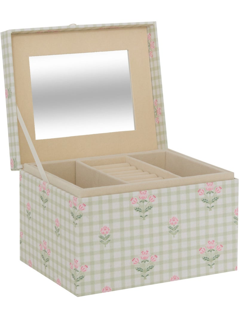 Boîte à bijoux avec miroir FLEUR DE ROSE Vert - Kiabi
