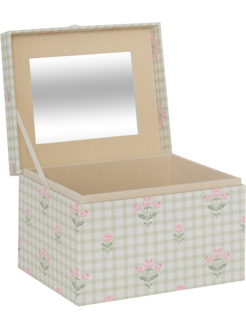Boîte à bijoux avec miroir FLEUR DE ROSE Vert - Kiabi