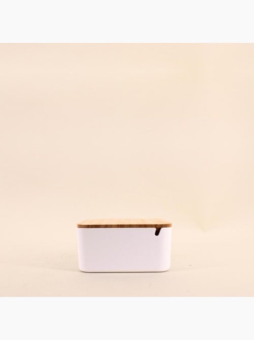 Boite à bijoux blanche couvercle bois 14x14cm - Kiabi
