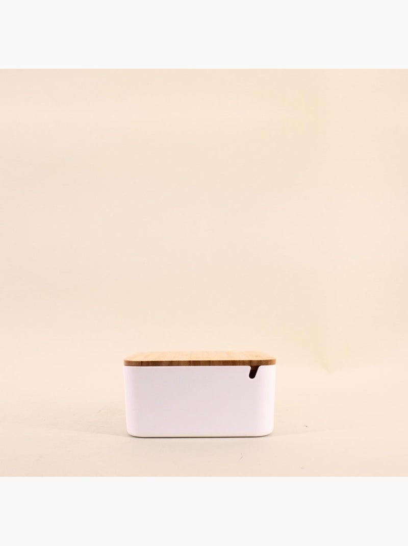 Boite à bijoux blanche couvercle bois 14x14cm Blanc - Kiabi