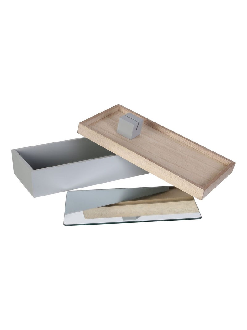 Boîte à bijoux design avec miroir Gris - Kiabi
